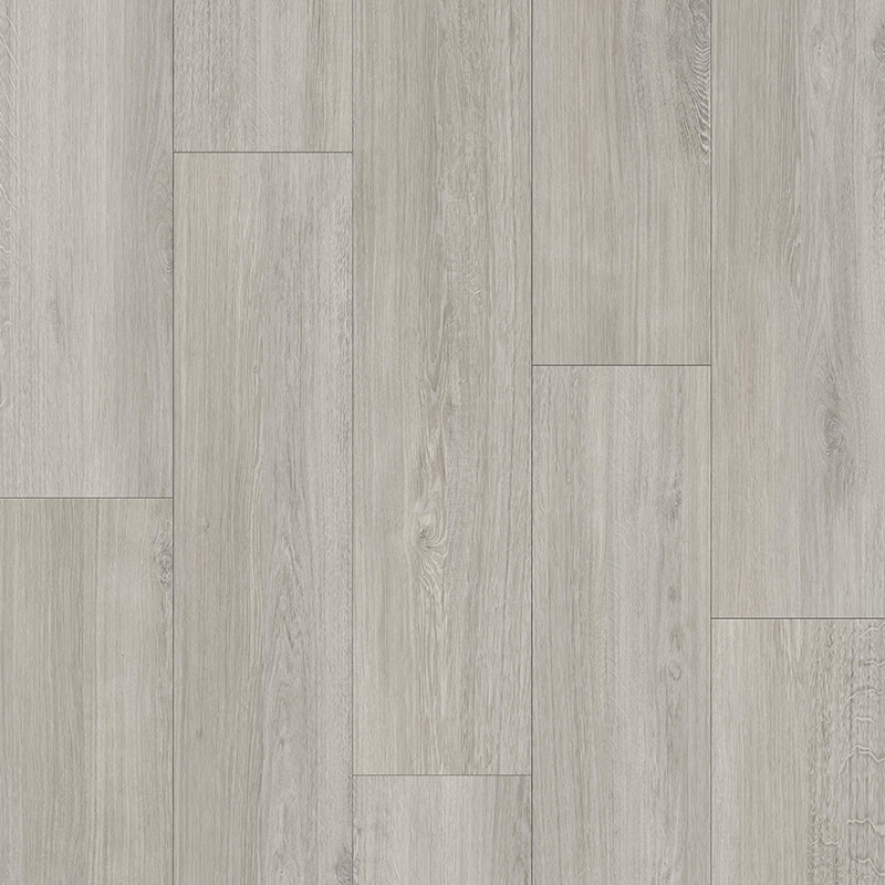 Hellgrauer SPC-Klick-Vinyldielenboden mit Holzmuster